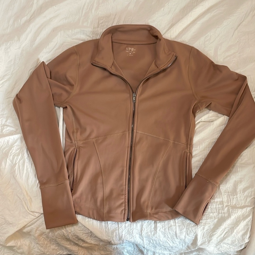Abercrombie and Fitch YPB Tan Jacket with Slim Fit and Full-Length Zipper